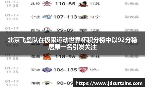 北京飞盘队在极限运动世界杯积分榜中以92分稳居第一名引发关注